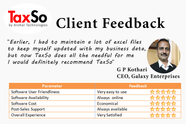 Image of feedback given by TaxSo client Galaxy Enterprises